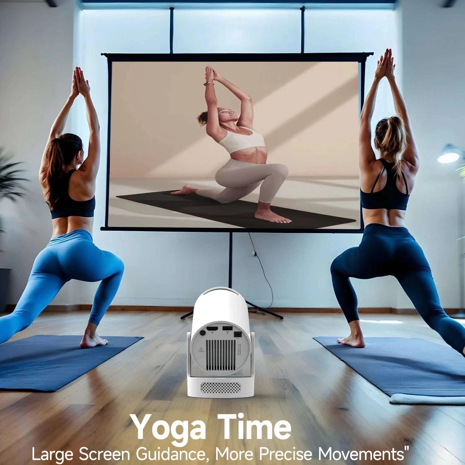 HY300 Pro Mini Projector 720P Android WiFi 6 BT5.4 Home Theater-ProNewWhite-Voice RC / US Plug / United States