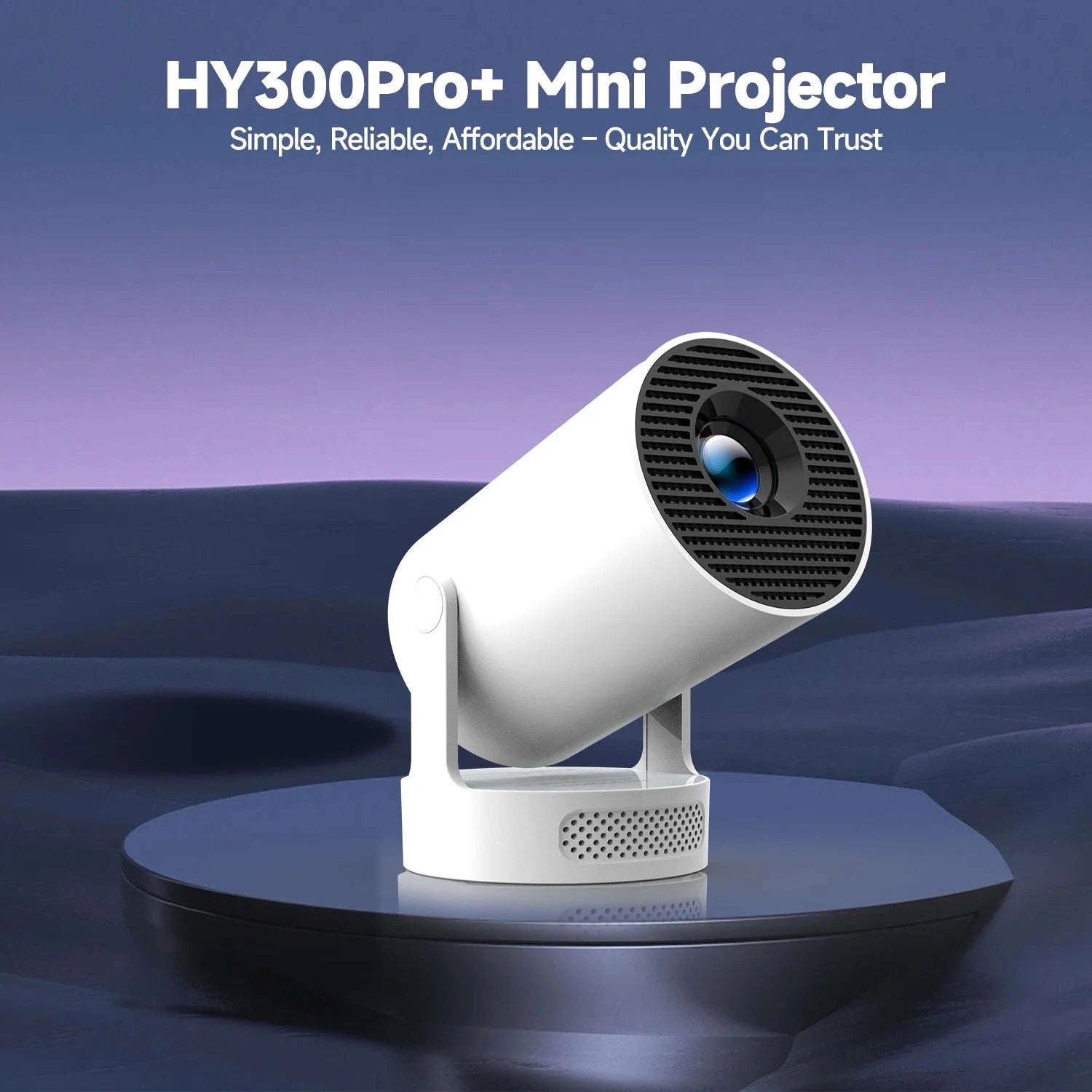 HY300 Pro Mini Projector 720P Android WiFi 6 BT5.4 Home Theater-ProNewWhite-Voice RC / US Plug / United States