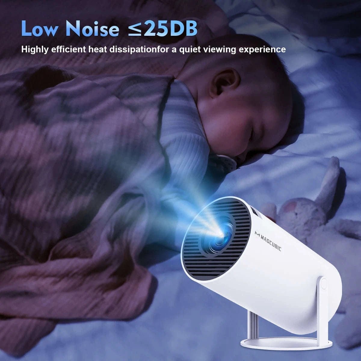 HY300 Pro Mini Projector with Android 14, WiFi 6 & 180° Rotation-HY300 Pro-White / AU Plug