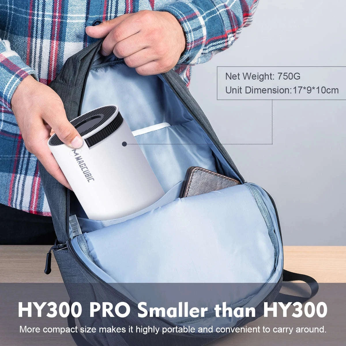 HY300 Pro Mini Projector with Android 14, WiFi 6 & 180° Rotation-HY300 Pro-White / AU Plug