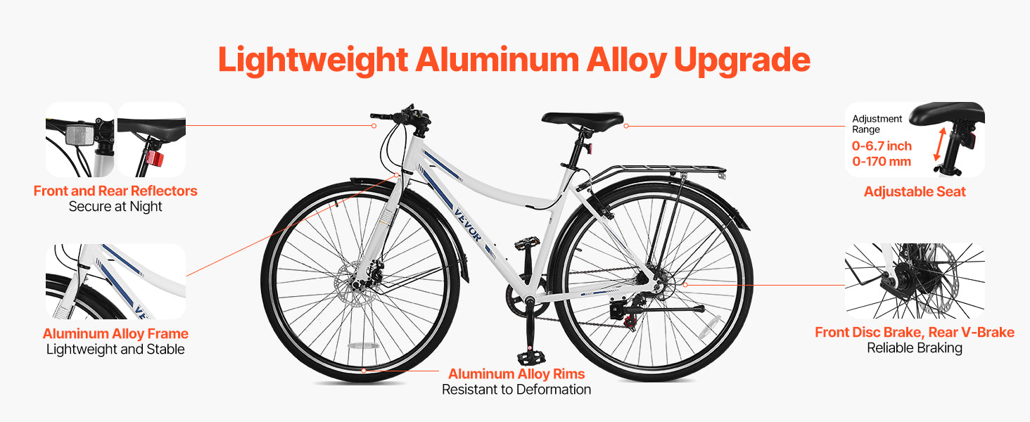 Lichtgewicht aluminium hybride fiets 700C lage instap stadsfiets