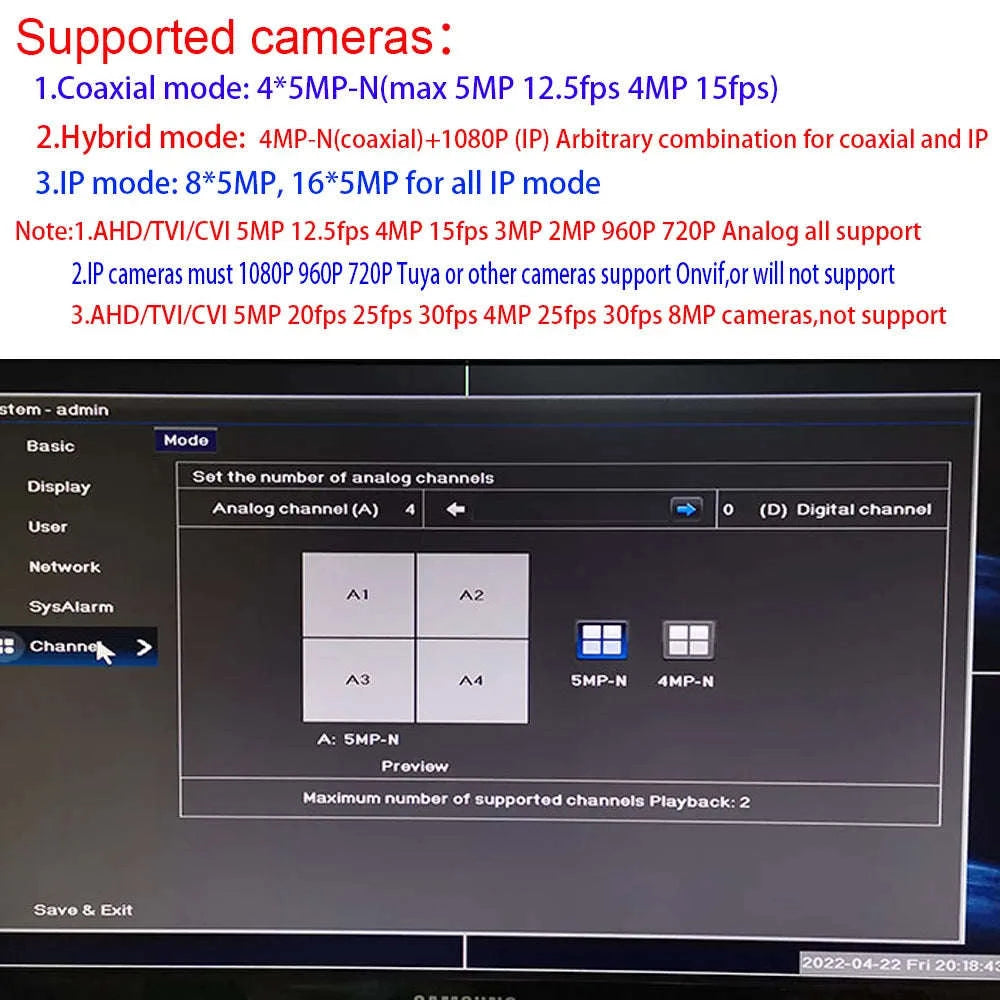 Hybrid DVR CCTV Security Recorder 4CH/8CH-None / US Plug / 4CH