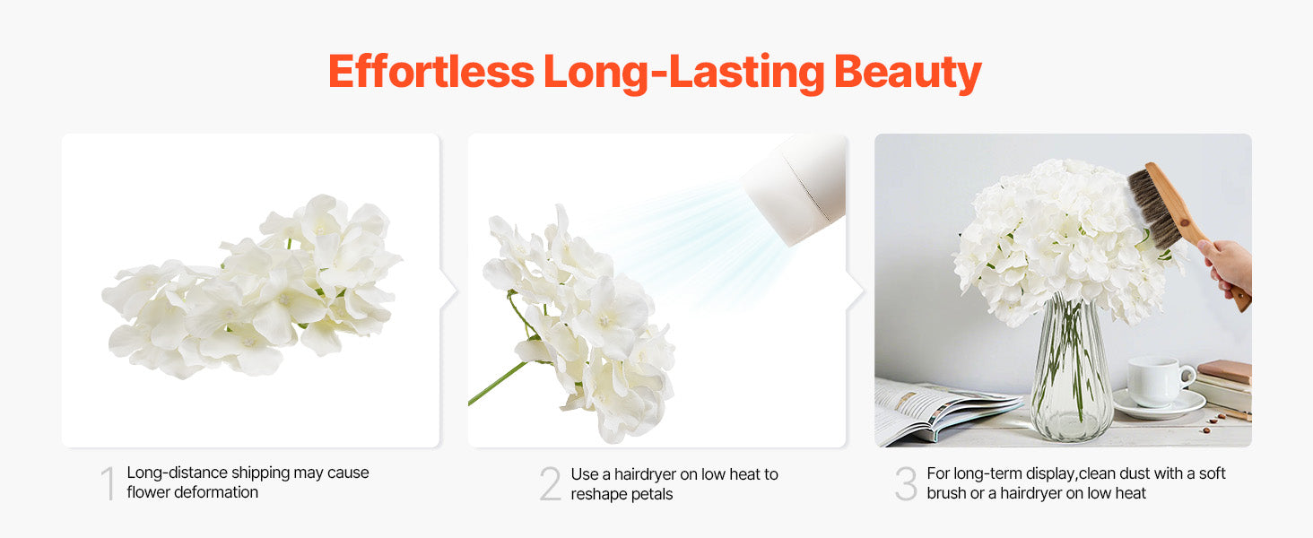 SucceBuy Artificial Flowers Real Looking White Silk Fake Hydrangea Bulk Faux Bridal Shower with Stem for DIY Wedding Bouquets