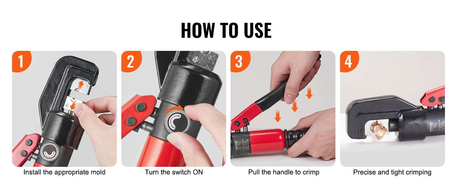 Hydraulic Cable Crimping Tool AWG12-2/0 with 9 Dies & Cutter Kit-United States