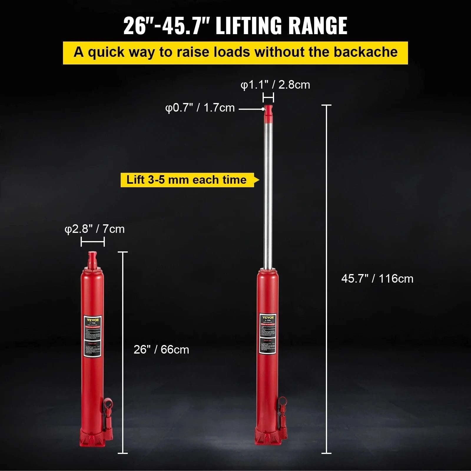 Hydraulic Long Ram Jack 3–12 Ton Engine Hoist Lift Replacement-8 Ton / United States