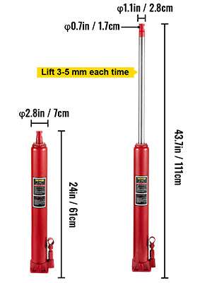 Hydraulic Long Ram Jack 3–12 Ton Engine Hoist Lift Replacement-8 Ton / United States
