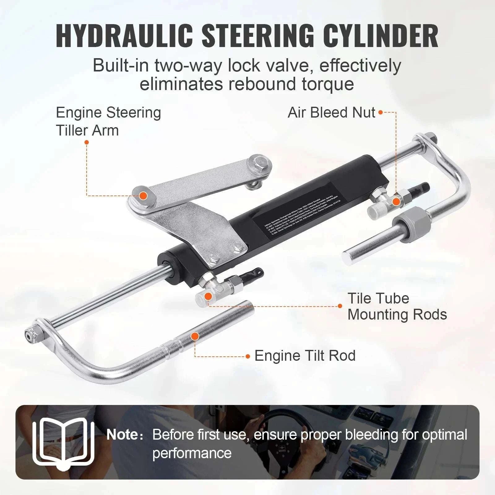 Hydraulic Outboard Steering Kit 90HP–300HP with Pump & 24/26FT Hoses-300HP 26FT / spain