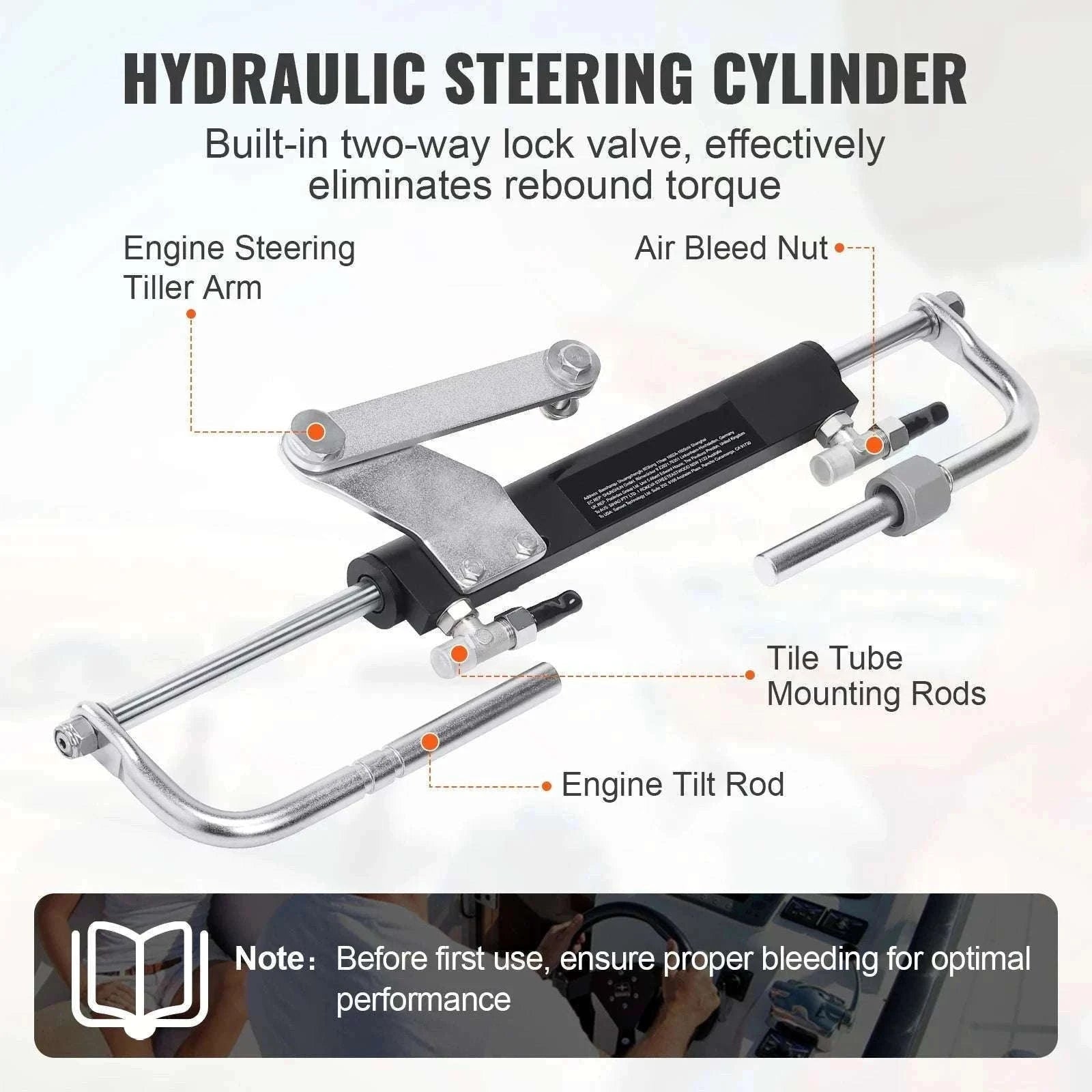 Hydraulic Outboard Steering Kit 90HP–300HP with Pump & 24/26FT Hoses-300HP 26FT / spain