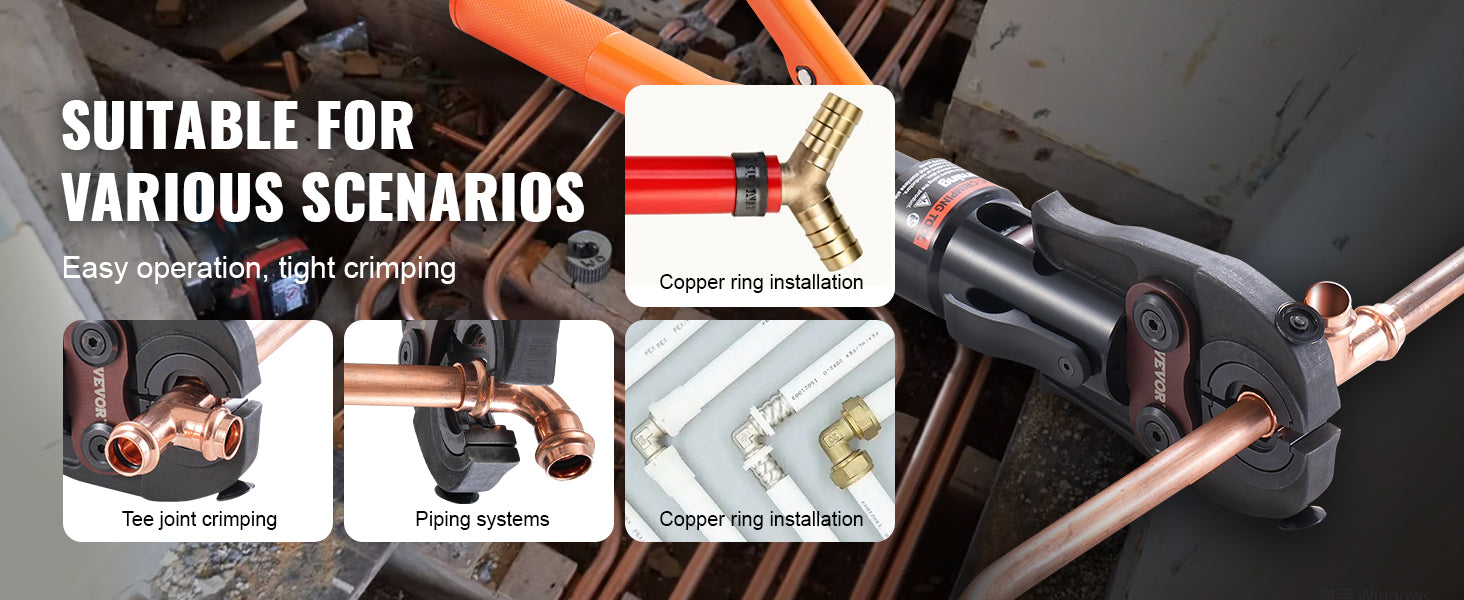 Hydraulic Copper Pipe Crimping Tool with 8 Dies for PEX Rings