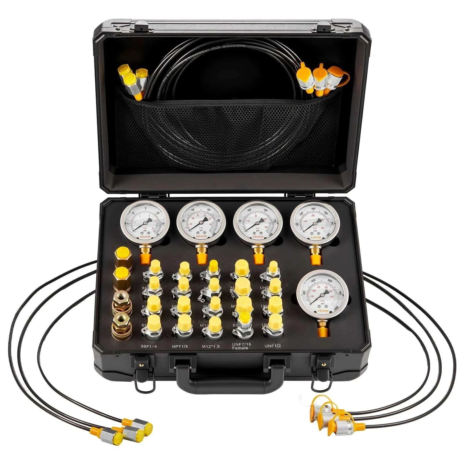 Hydraulic Pressure Test Kit with 5 Gauges, 20 Couplings & Hoses-YS-0201 / United States