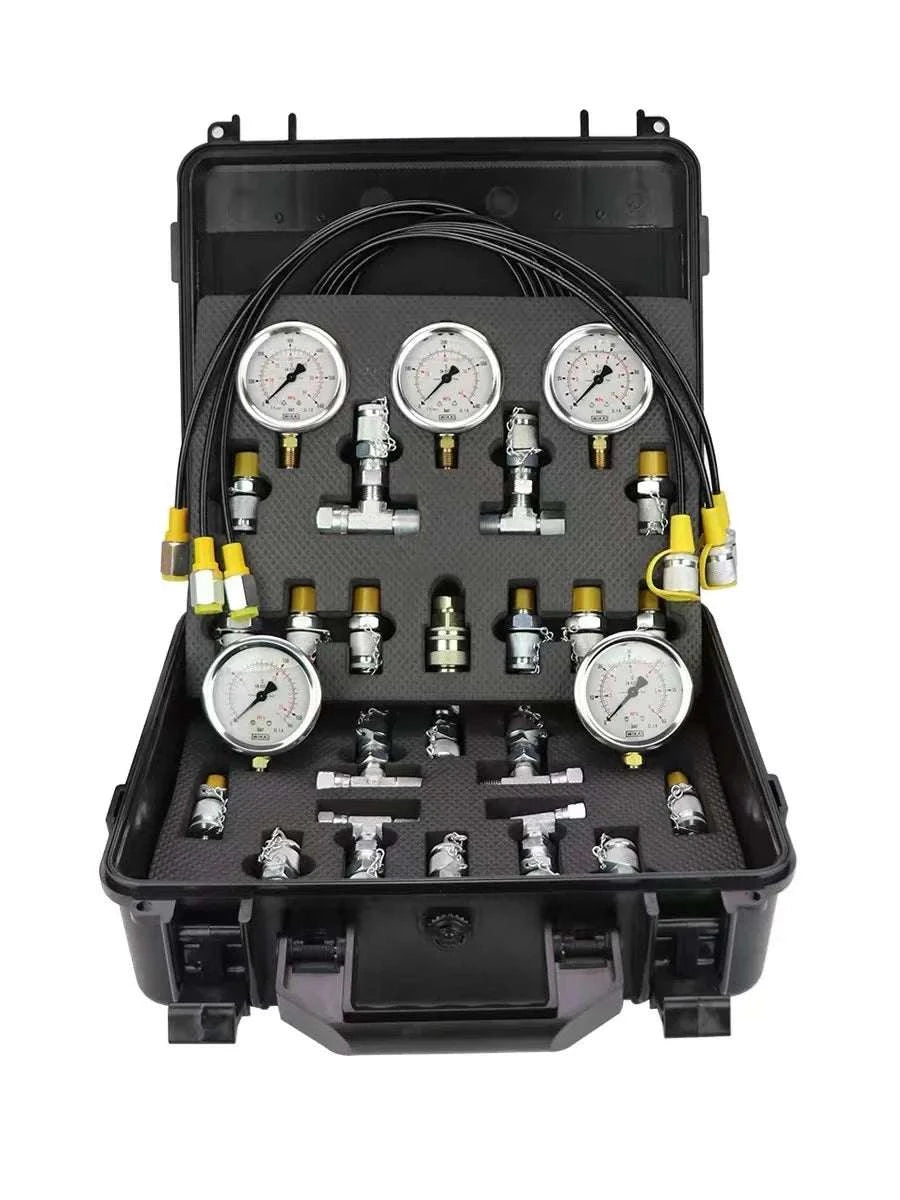 Hydraulic Pressure Test Kit with 5 Gauges & Full Adapter Set-3heads 9pieces