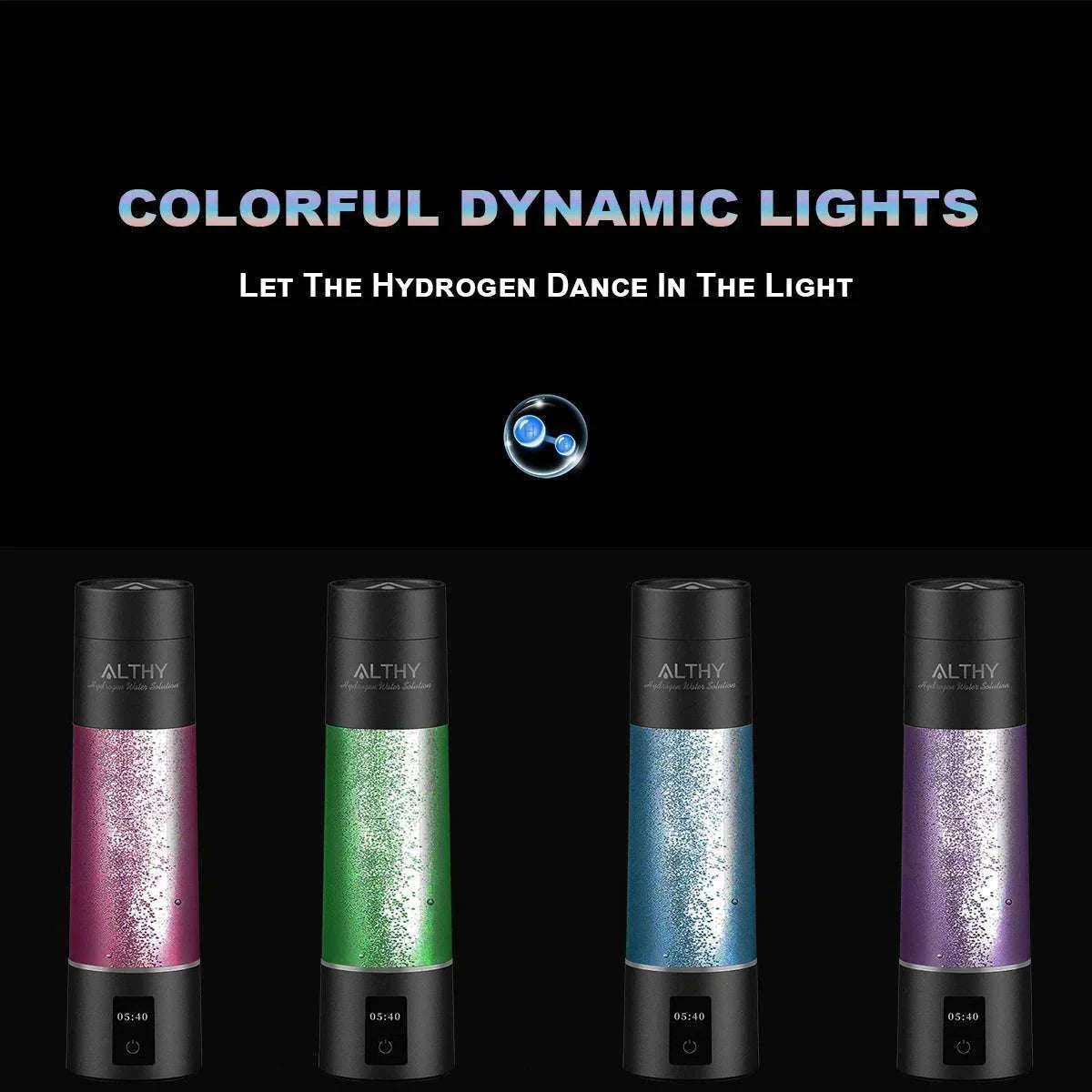 Hydrogen Water Generator Bottle with Dual Chamber Ionizer & Display-Obsidian Black