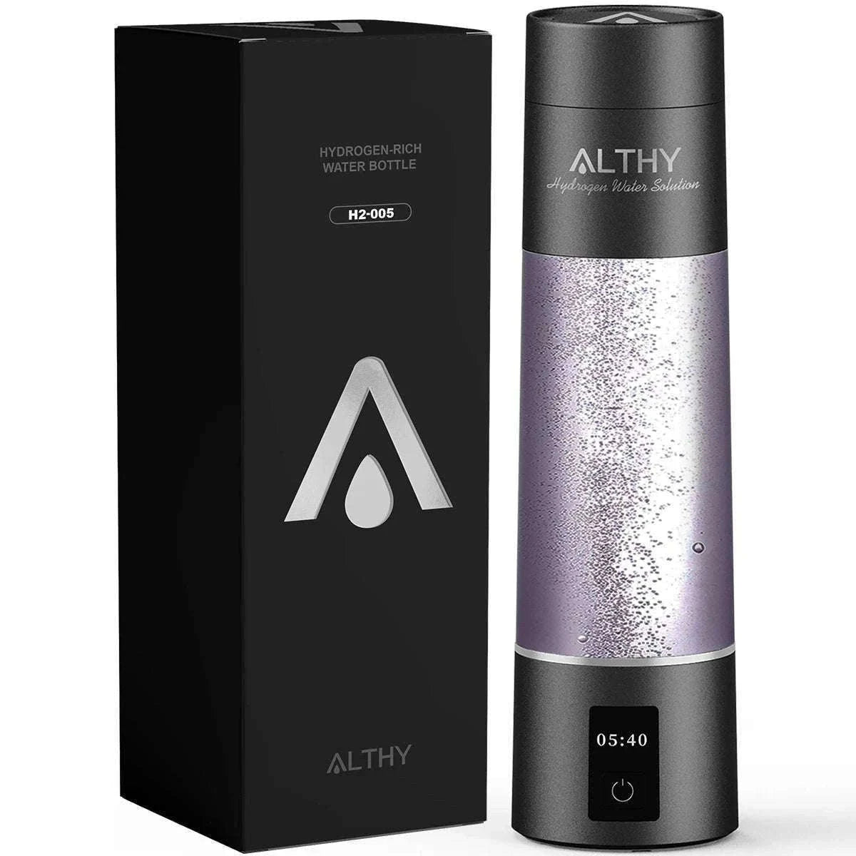 Hydrogen Water Generator Bottle with Dual Chamber Ionizer & Display-Obsidian Black