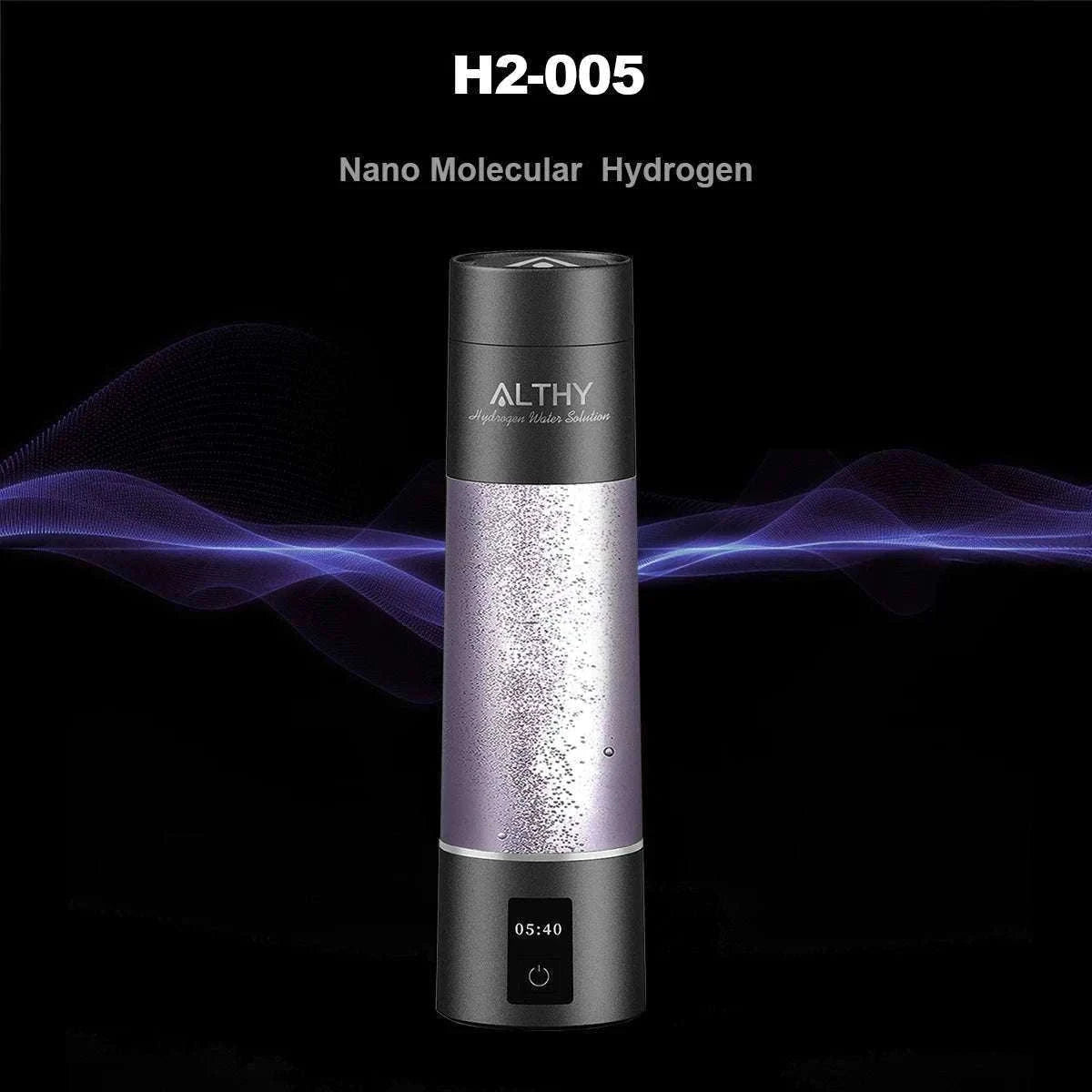 Hydrogen Water Generator Bottle with Dual Chamber Ionizer & Display-Obsidian Black