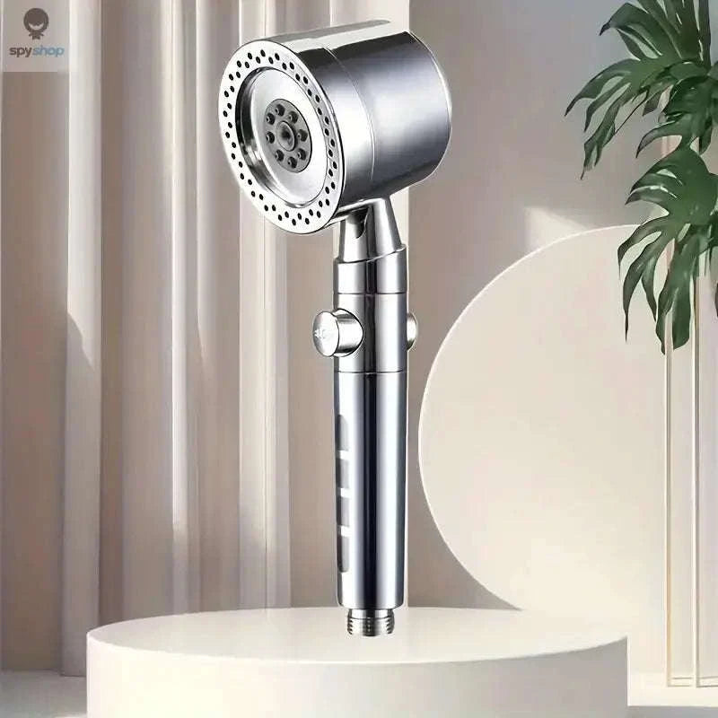 HydroLux High-Pressure Shower Head – Powerful Flow, Filtered Water, Multi‑Mode Spray-Silver Set