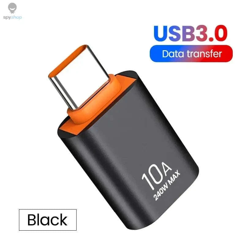 HyperLink 10A OTG USB-C Adapter for Fast Charging and USB 3.0-BlackA