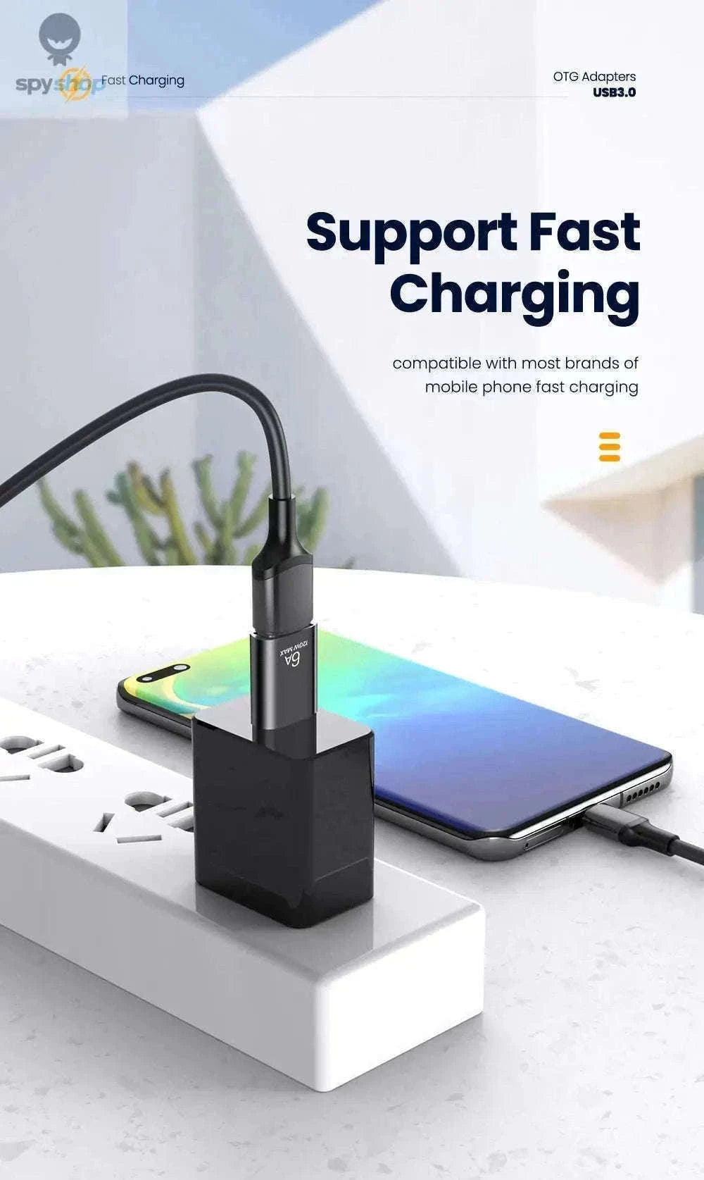 HyperLink 10A OTG USB-C Adapter for Fast Charging and USB 3.0-BlackA