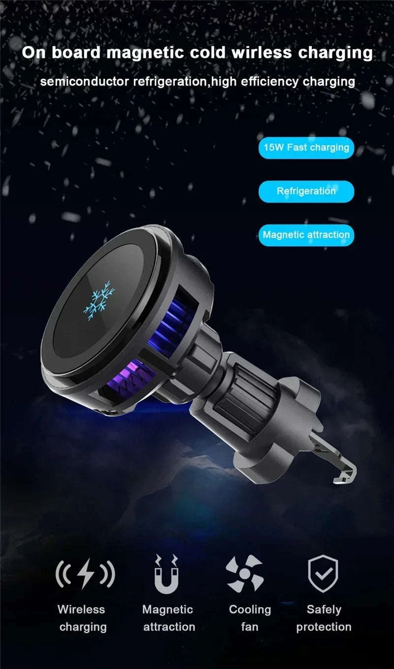 Ice Cooling Magnetic Car Charger Stand-Black