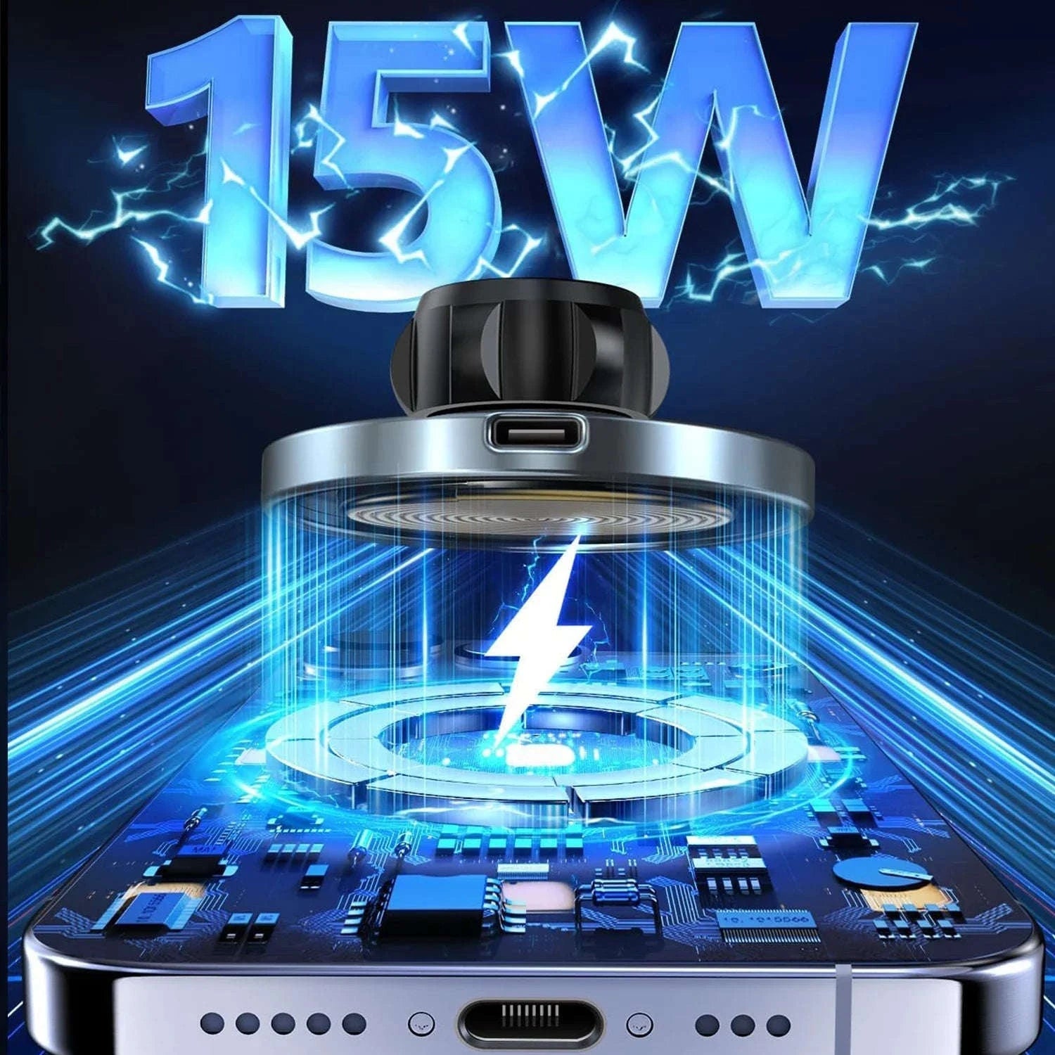 Ice Cooling Magnetic Wireless Car Charger Stand-Black