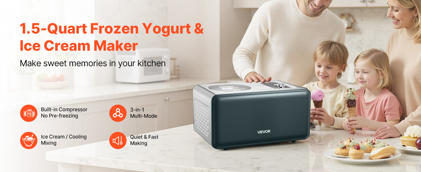 Machine à glace automatique avec compresseur 1,5 QT sans pré-congélation