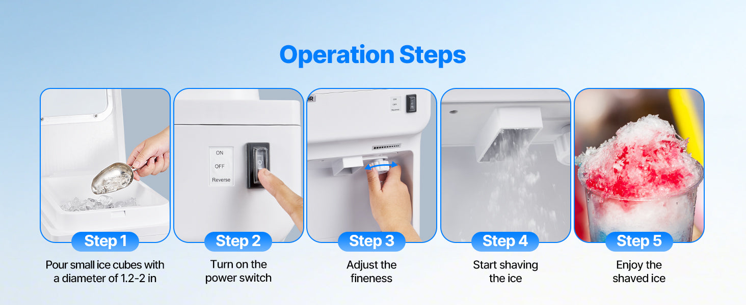 Commercial Ice Shaver Machine 220 lbs/hr Snow Cone Maker 110V