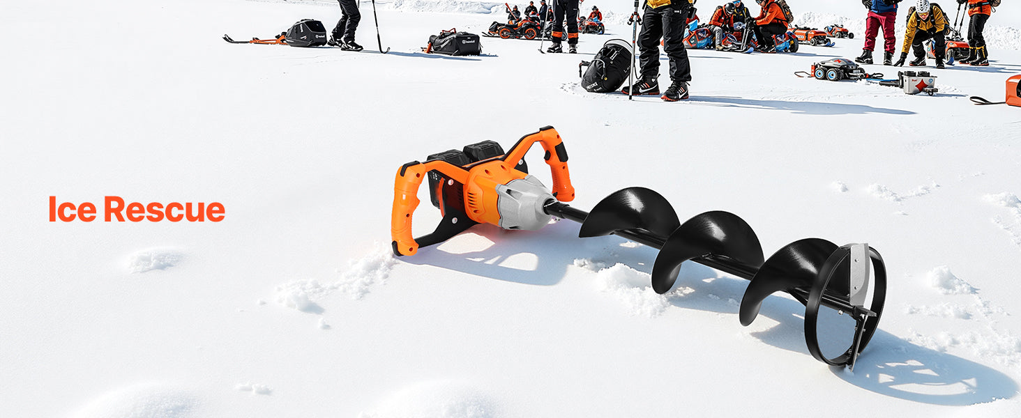 Elektrische Eisbohrmaschine 8" Akku-Bohrmaschine mit zwei Bohrern für Eis und Erde