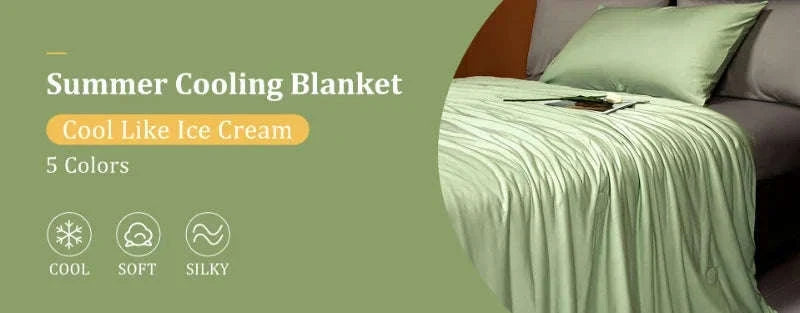 Ice Silk Cooling Blanket for Summer-Aqua Green / 200x230cm