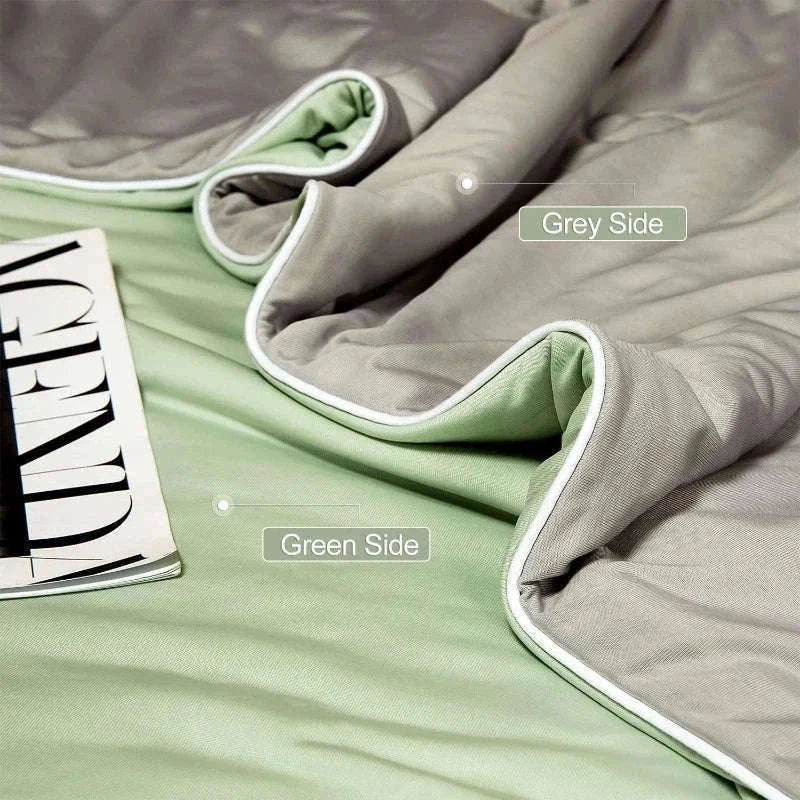 Ice Silk Cooling Blanket for Summer Sleep Comfort-Aqua Green / 200x230cm