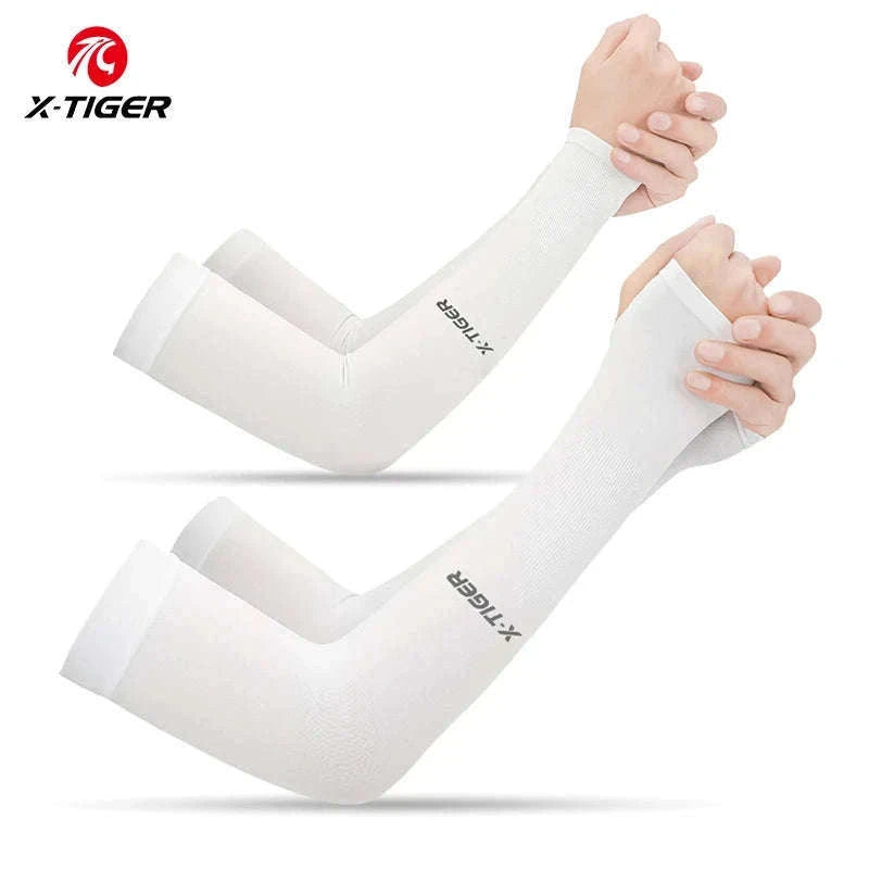 Ice Silk Cycling Arm Sleeves for Cool, Secure Fit-As picture