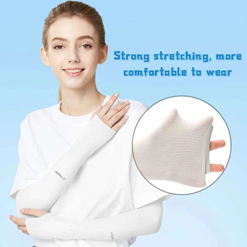 Ice Silk Cycling Arm Sleeves for Cool, Secure Fit-As picture