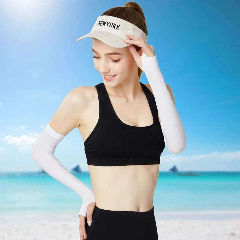 Ice Silk Cycling Arm Sleeves for Cool, Secure Fit-As picture