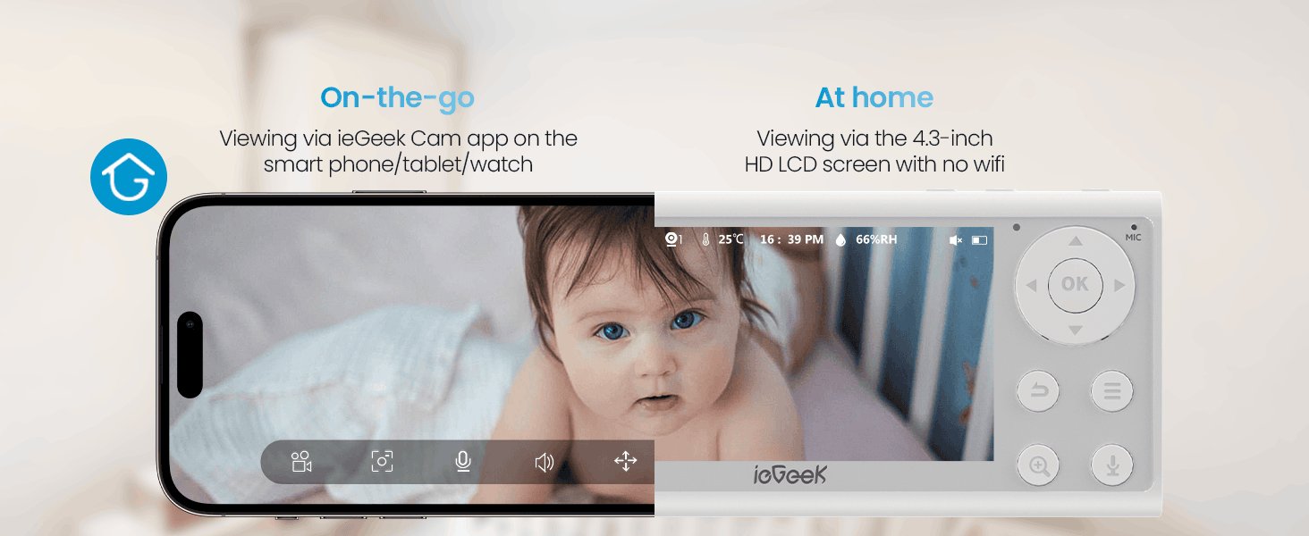 ieGeek 1080P Baby Monitor with 2 Cameras and Split Screen-United States