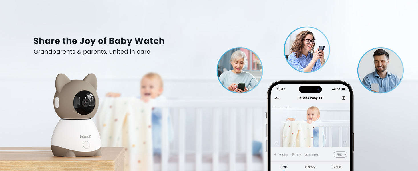 ieGeek 2K Baby Monitor with 5-Inch Screen, Night Vision-United States