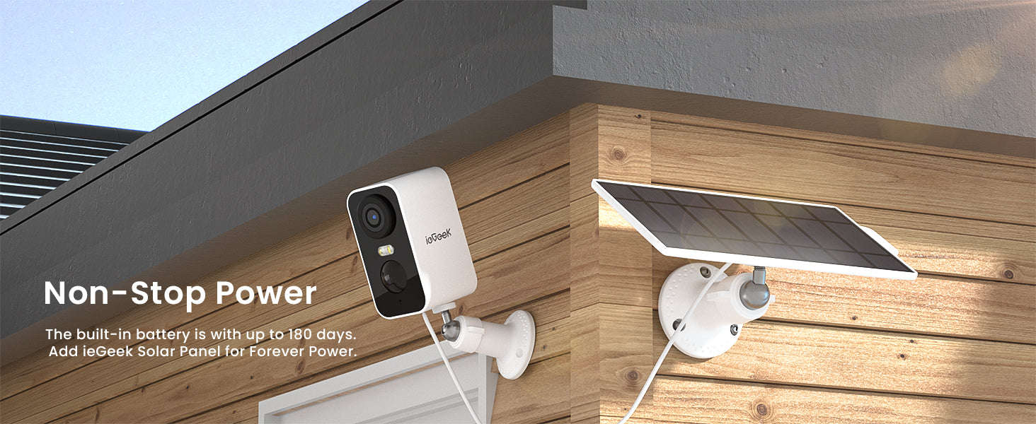 ieGeek 2K Solar Wireless Outdoor Security Camera with Color Night Vision-Italy