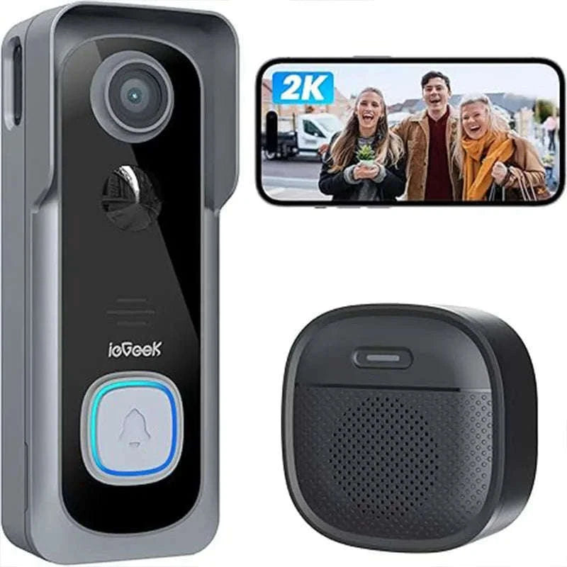ieGeek 2K Wireless Video Doorbell Camera with Chime-black / United States