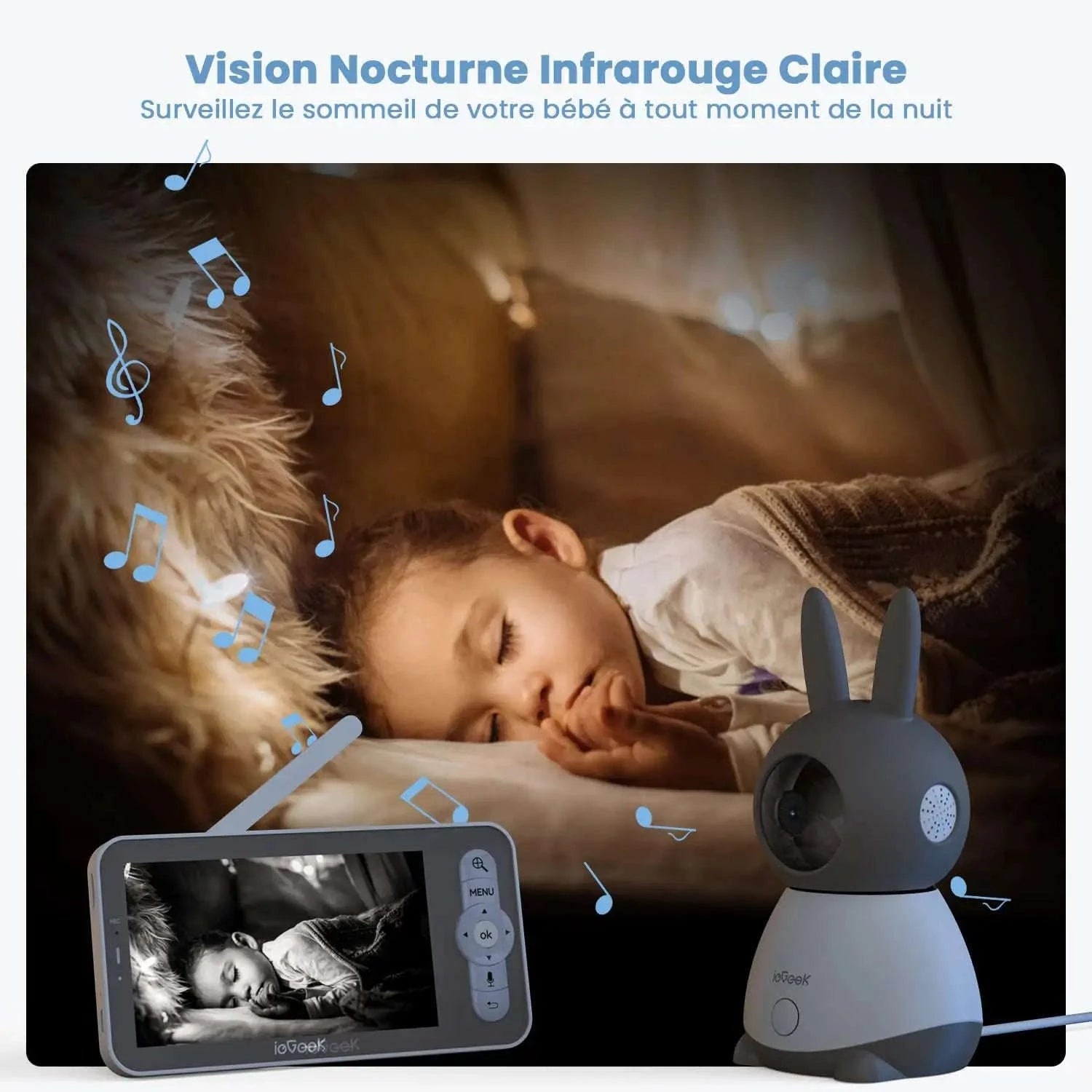 ieGeek 5 Inch Baby Monitor with 2 Cameras, 2K/3MP-United Kingdom