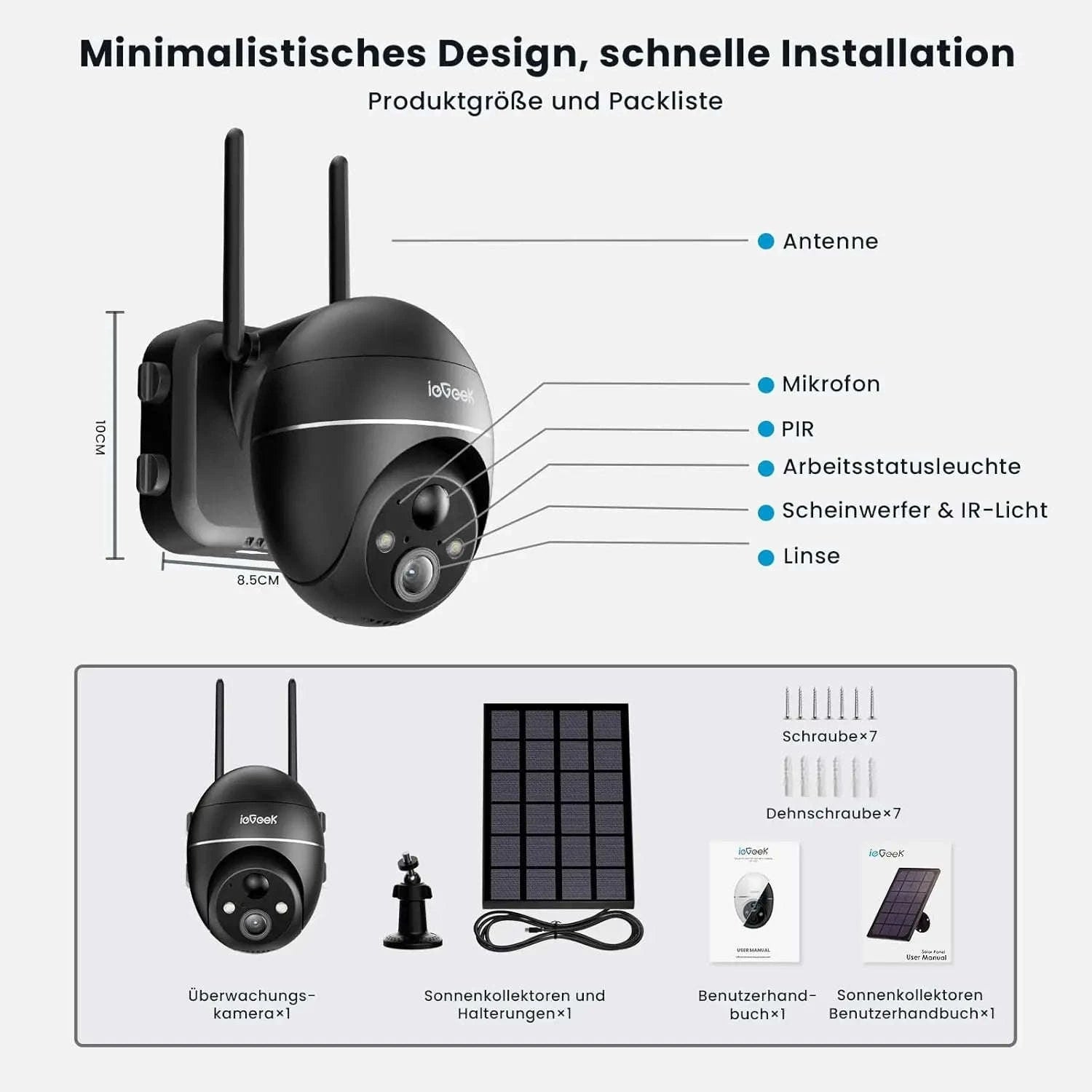 ieGeek 5MP Outdoor PTZ Security Camera with Solar Panel-Germany