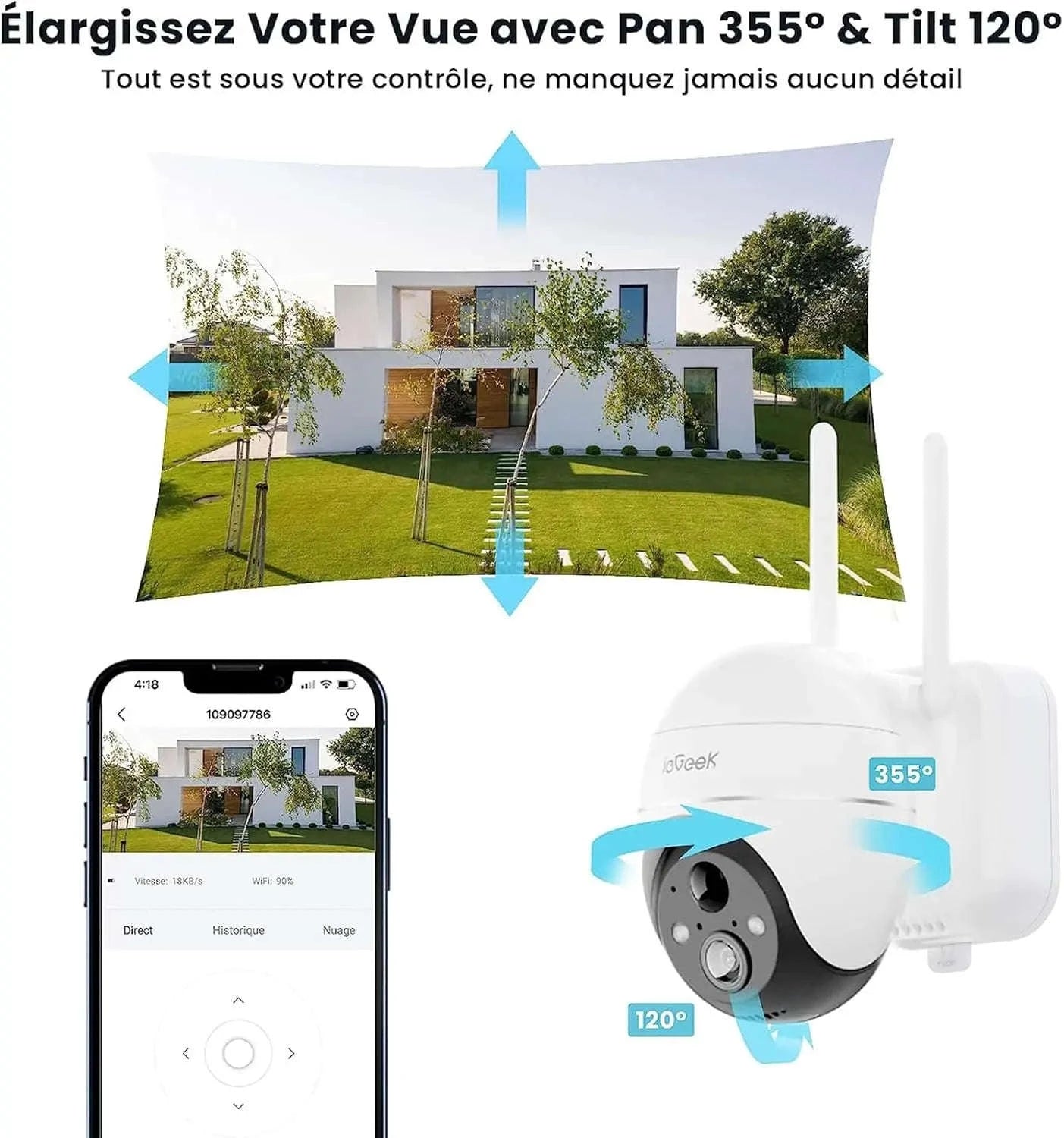 ieGeek 5MP Wireless Solar Security Camera-france
