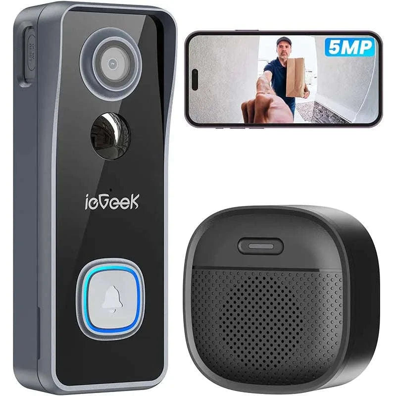 ieGeek 5MP Wireless Video Doorbell Camera with 2-Way Audio-black / United States