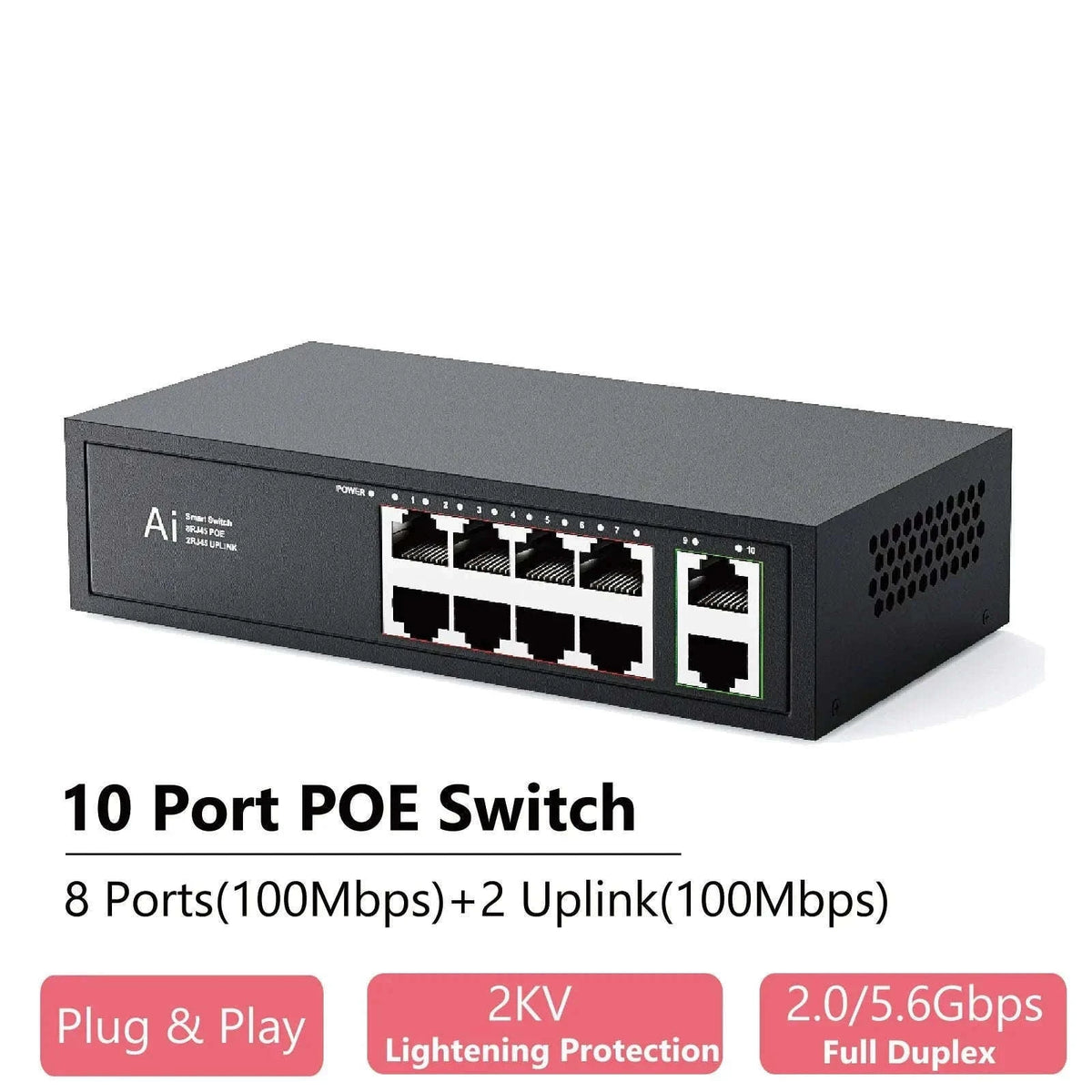 Ienron PoE Switch 6/10 Port 100Mbps Ethernet Network Switch-6Ports 100M EU / CHINA