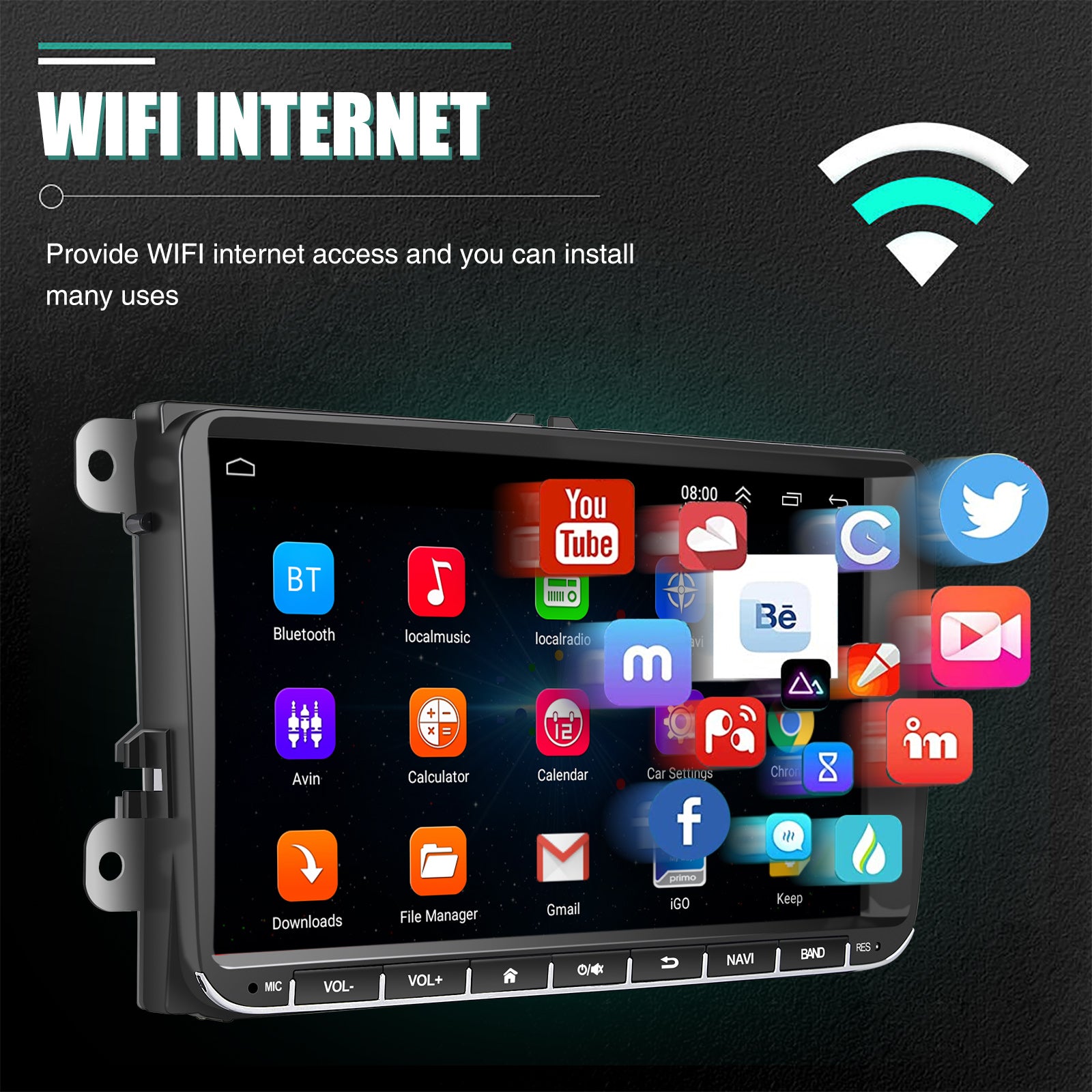 9" Android 14 4G+64G langaton Carplay autostereo GPS NAVI WIFI RDS FM BT EQ VW Golf 5 6 Passat Polo Touran Tiguan Caddy EOS varten