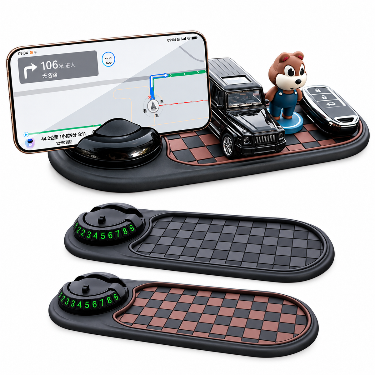 Dashboard Phone Holder Mat with Hideable Parking Number