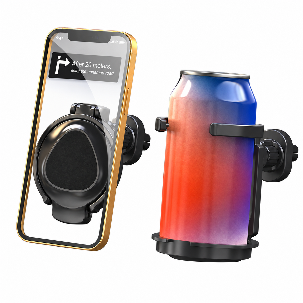 Air Vent Phone Mount with Foldable Cup Holder