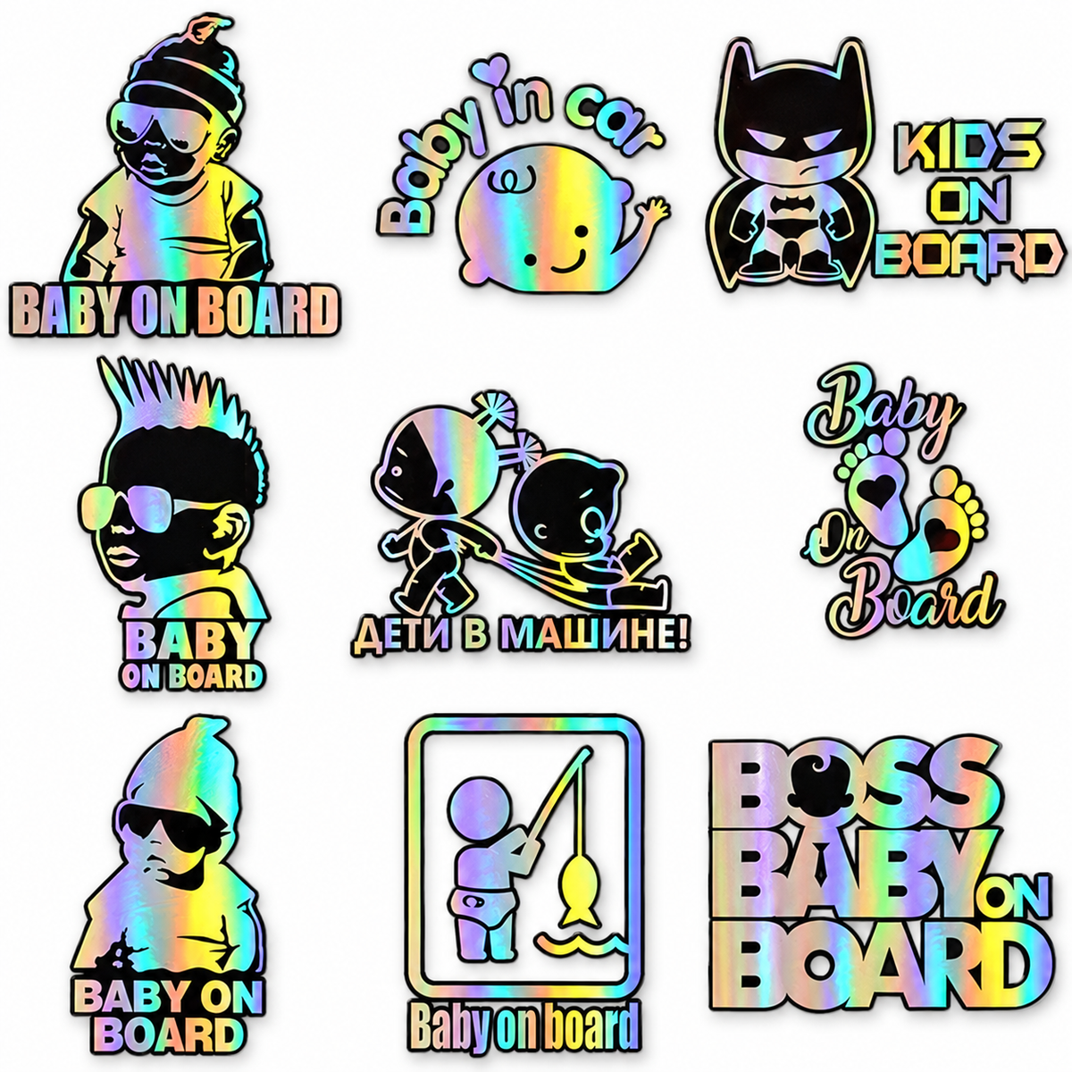 Baby and Kids on Board Car Decal – Cartoon Options