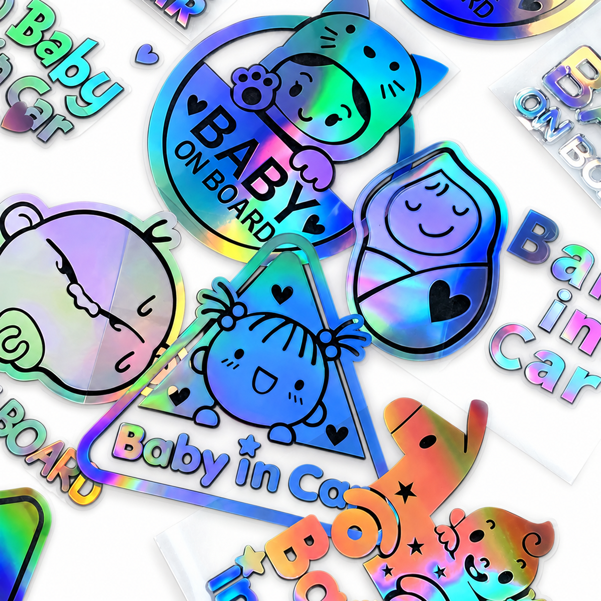 Baby in Car Reflective or Rainbow Decal – Design Options