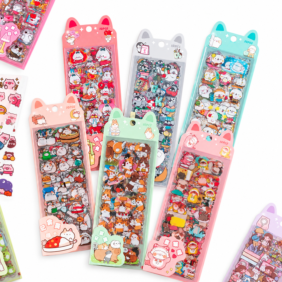 Cartoon Decorative Sticker Sheets – 10-Piece Pack