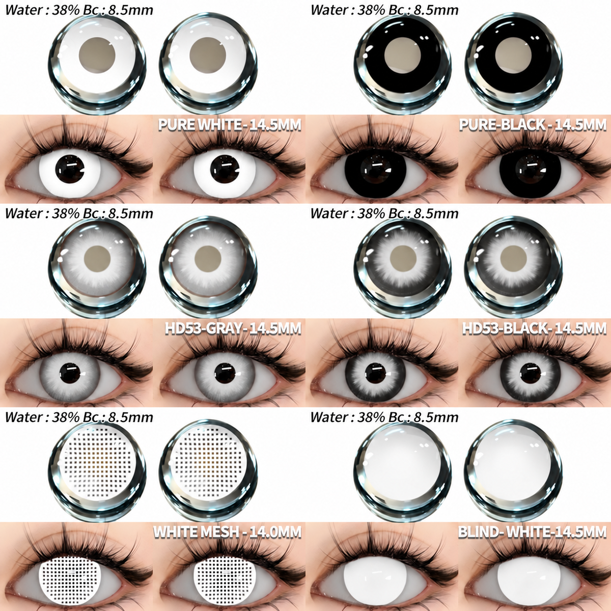 14.5mm Costume Colour Contact Lenses - Pair
