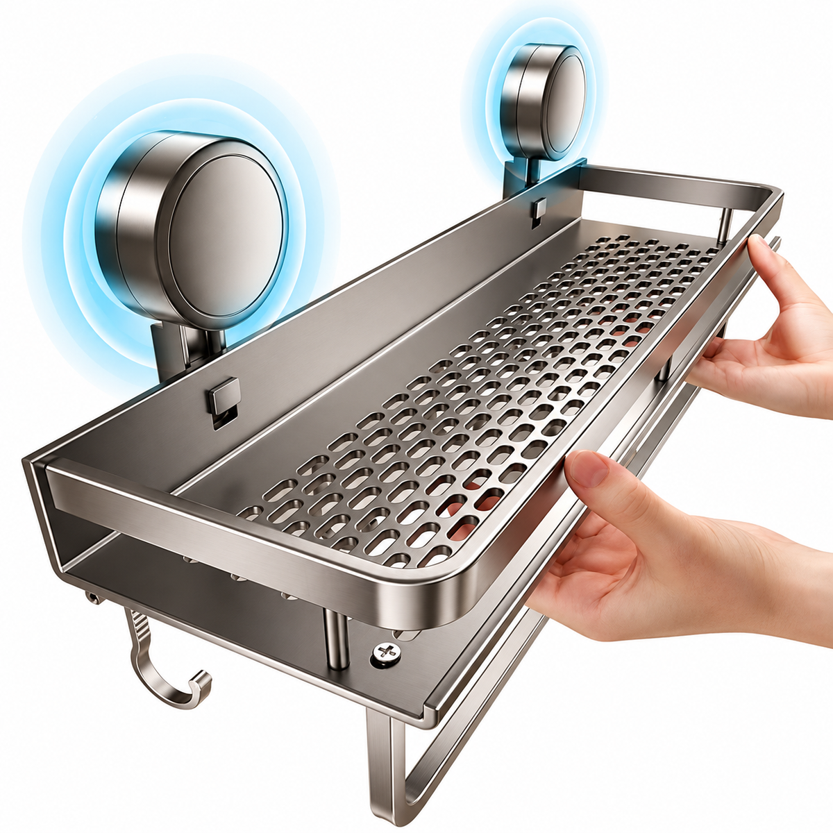 No-Drill Suction Bathroom Shelf