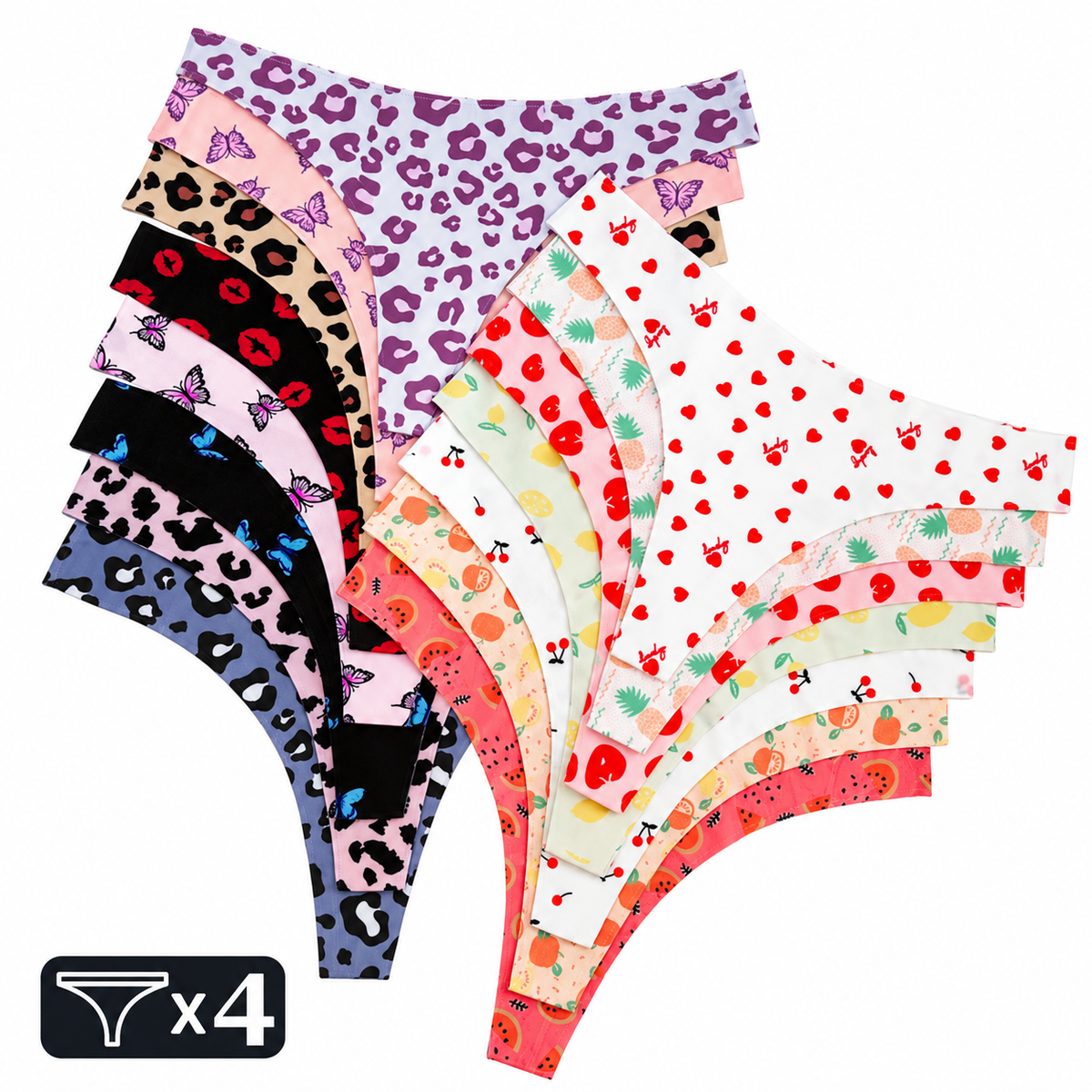 Women's Printed Stretch Thongs - 4-Pack