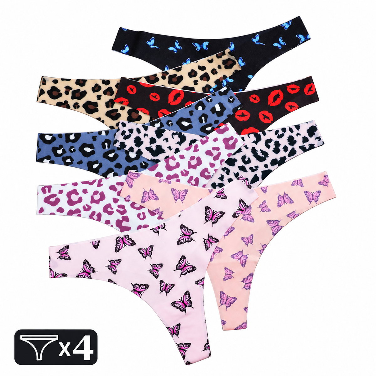 Women's Printed Stretch Thongs - 4-Pack